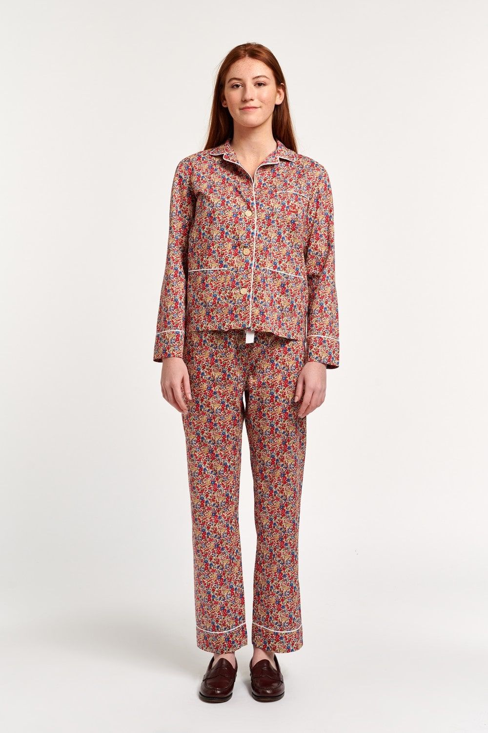Pyjama chemise pantalon popeline de coton Liberty