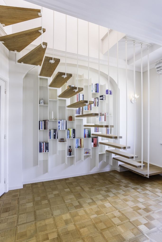 Escalier et bibliothèque sur mesure